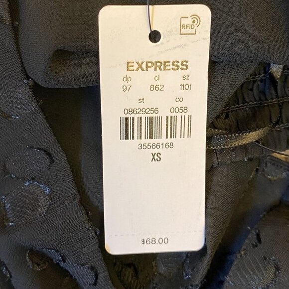 Express Women’s Polka Dot One Shoulder Banded Bottom Top Black Size XS NWT $68 - Picture 15 of 16